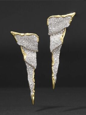 NEW Alexis Bittar Solanales Crystal Cascade Post Earrings 14K Gold Plate AP07